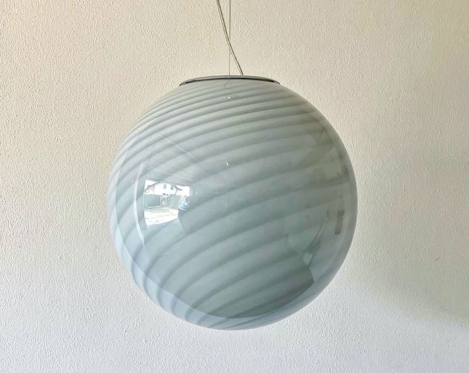 SAGE GREEN MURANO large ceiling lamp with swirl rigadin glass - D 40 cm