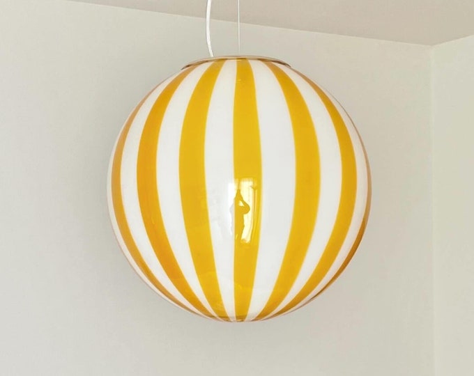 Amber yellow FILIGRANA MURANO STRIPES lamp - handmade by Murano glass masters sphere 40