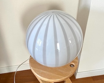 DOVE GRAY stripes MURANO table lamp with stripes rigadin glass D 30 cm, silver frame