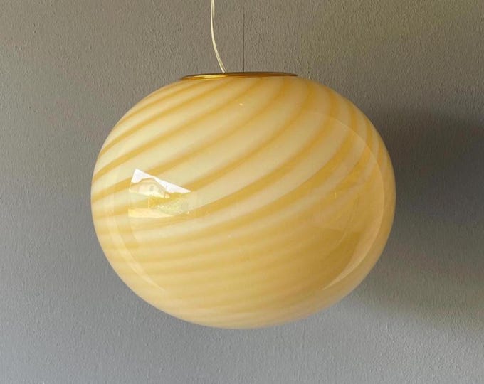 AMBER MURANO large ceiling lamp with swirl rigadin glass