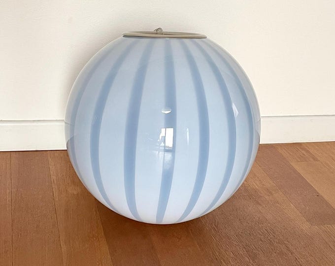 CLOUD BLUE MURANO large ceiling lamp with stripes rigadin glass