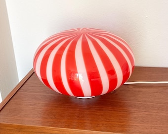 FILIGREE MURANO STRIPES table lamp red D33 oval - handmade by Murano glass masters