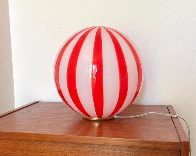 FILIGRANA MURANO STRIPES table lamp red -mouth blown and hand worked by Murano glass masters