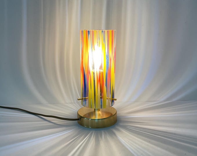 Lovely handcrafted multicolored Murano glass table lamp, Murano drops