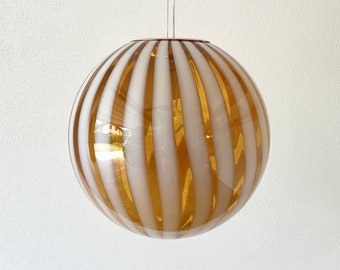 MILK HONEY FILIGREE Murano stripes lamp - Large 40 - handmade by Murano glass masters