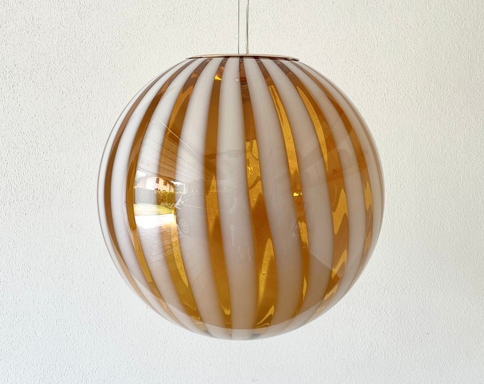 MILK HONEY FILIGREE Murano stripes lamp - Large 40 - handmade by Murano glass masters