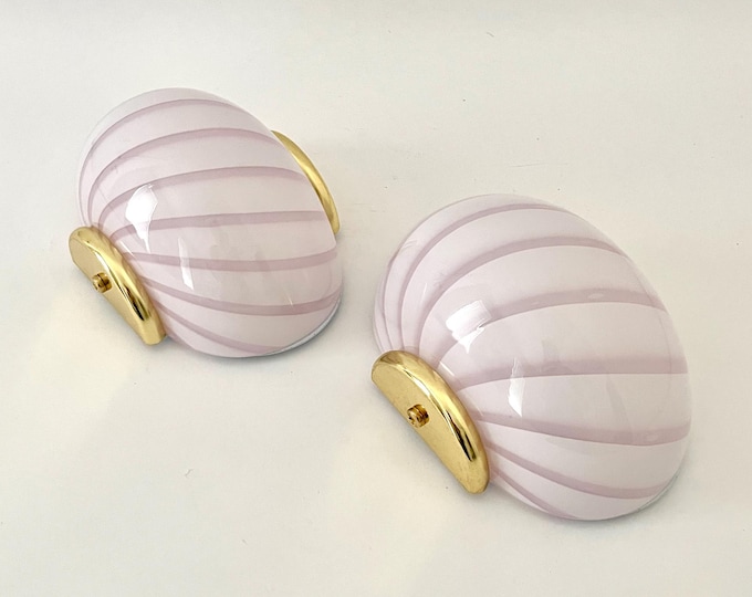 PINK SHELL MURANO swirl wall/ceiling lamp - handmade by Murano glass masters-golden frame
