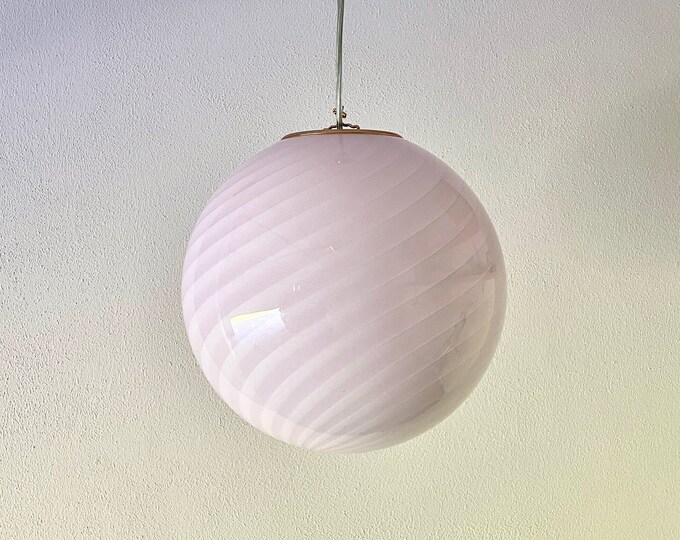 PINK MURANO ceiling lamp with swirl rigadin glass D 30