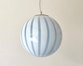 BLUE CLOUD MURANO ceiling lamp with stripes rigadin glass - D 30 cm