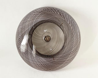 Vintage 70s swirl filigree Murano wall ceiling lamp, hand-blown and hand-crafted Murano glass
