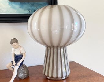 beige FRUGOL MURANO LAMP for table design E Cacciavillani, rigadin stripes glass