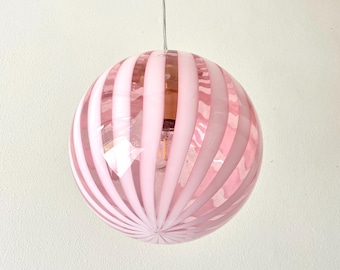 Murano glass chandelier TRASPARENZE ROSA with white rods Effetre Murano, mouth blown and handcrafted