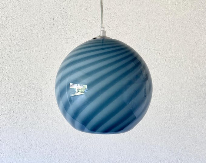 ACQUARIUS ceiling 20 by la MURRINA, chandelier, swirl glass rigadin Murano, vintage 90s, unused, silver frame
