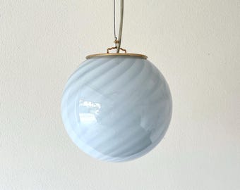 BLUE CLOUD MURANO ceiling lamp with swirl rigadin glass D 20 cm