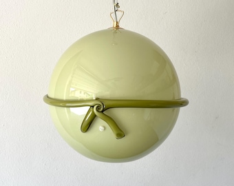 ROMANTICA 30 ceiling lamp by LA MURRINA, green Murano glass with vintage 90s incalmo