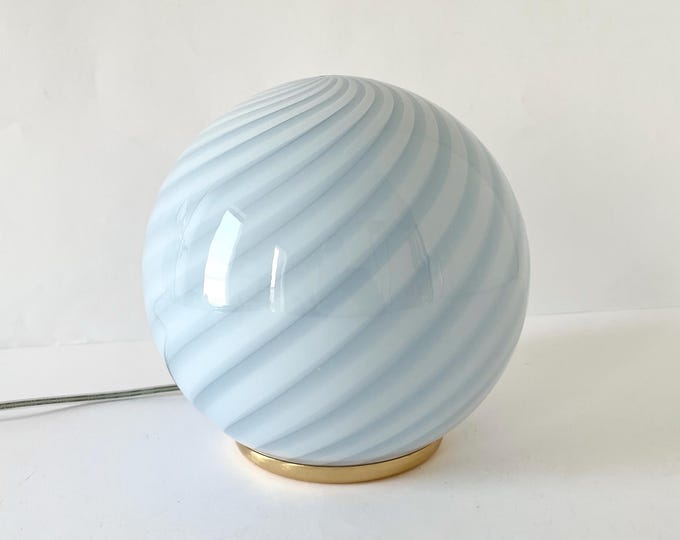 BLUE CLOUD MURANO table lamp with swirl rigadin glass D 20 cm