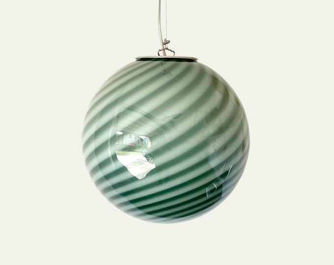 SPECIAL PRICE Forest green Murano ceiling lamp, swirl rigadin glass - D 30 cm by MIMU Interior