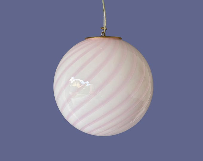 PINK MURANO ceiling lamp with swirl rigadin glass D 30