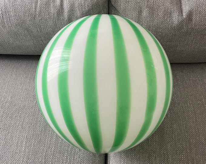 FILIGREE MURANO STRIPES Large Green Lamp - handmade by Murano glass masters, golden frame