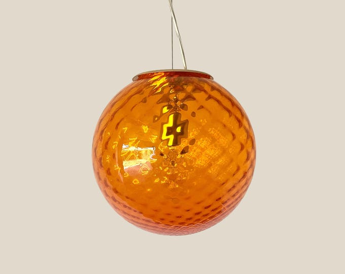 Lovely Murano ceiling lamp, vintage 80s, with orange Baloton glass D25