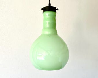 Vintage 60s Murano ceiling lamp with lovely green jacketed glass