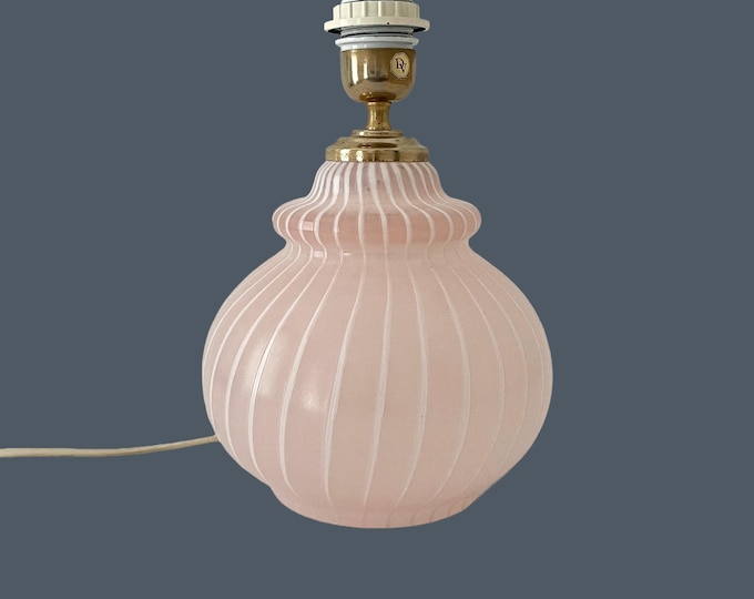 DA VINCI table lamp in pink Murano glass with filigree, vintage 1970s, lampshade not included