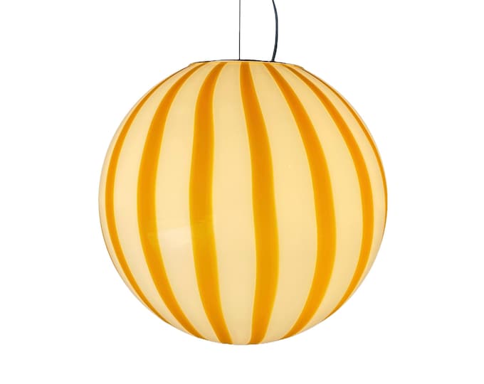 Amber yellow FILIGRANA MURANO STRIPES lamp - handmade by Murano glass masters sphere 40