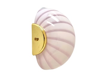 PINK SHELL MURANO swirl wall/ceiling lamp - handmade by Murano glass masters-golden frame