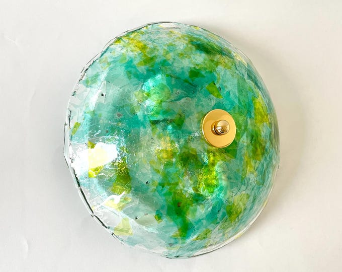 GREEN LEAVES Murano wall or ceiling lamp, vintage '90s