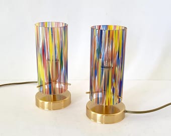 Lovely handcrafted multicolored Murano glass table lamp, Murano drops