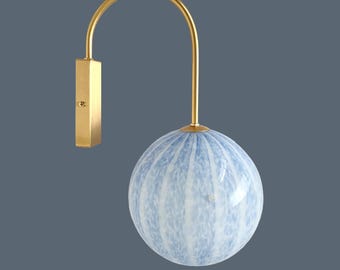 Blue TULIPANO 20 by LA MURRINA, wall lamp, blue Murano glass, vintage 90s