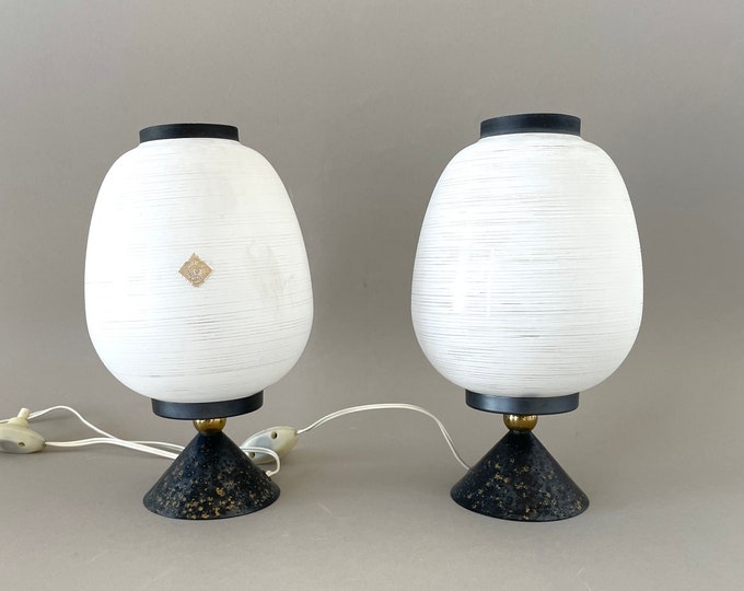 Pair splendid rare MIKADO table lamps by DORIA Leuchten, all original from the '50s