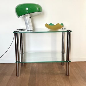 Elegant italiensktillverkat kristallkonsolbord, Marco Zanuso-stil från mitten av 60-talet