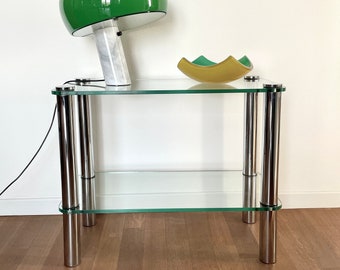 Elegante consolle in cristallo di produzione Italiana, mid century '60 Marco Zanuso style