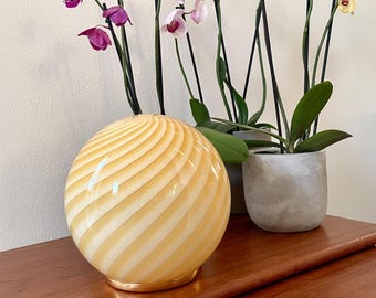 Baby AMBER MURANO table lamp with swirl rigadin glass D 20 cm