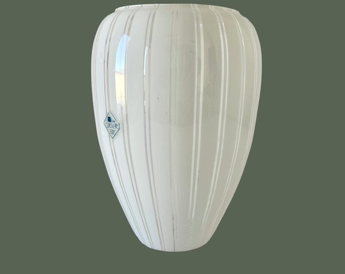 Precious MURANO vase by EUROVETRO in white filigree, vintage 1970s