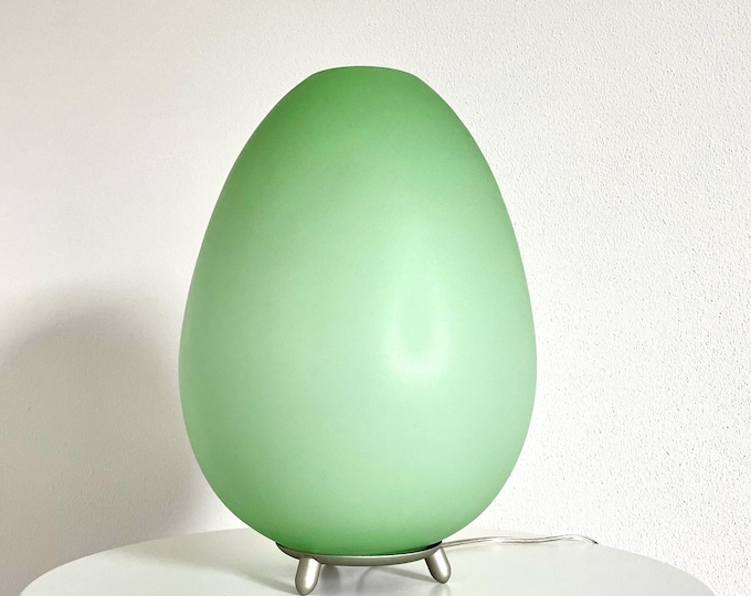 GREEN EGG Murano glass table lamp, by SELENE, vintage 1990s, unused