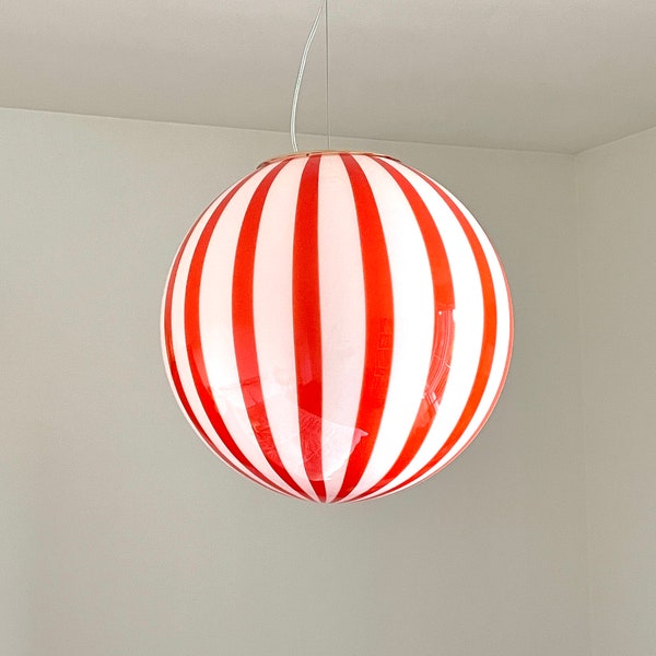 Lampe rouge FILIGRANA MURANO STRIPES - faite à la main par les maîtres verriers de Murano sphère 40