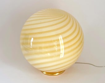 AMBER MURANO table lamp with swirl rigadin glass D 30 cm