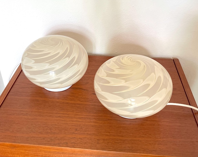 Pretty amber PLUME SWIRL Murano table lamp - handmade by Murano glass masters