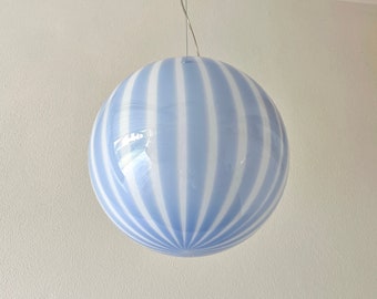 FILIGREE MURANO STRIPES Large Blue Periwinkle Lamp - handmade by Murano glass masters, silver frame