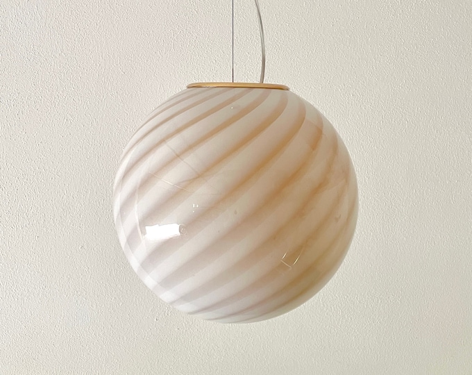 MILK HONEY MURANO ceiling lamp with swirl rigadin glass - D 30 cm