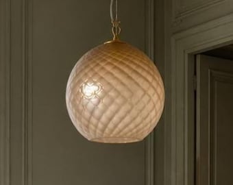 BAROLA' Murano lamp, balloton glass chandelier, mink color