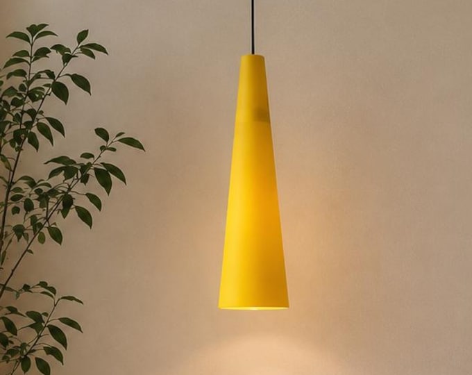 Yellow cone chandelier by Vistosi in Murano glass, vintage 1970s/1980s