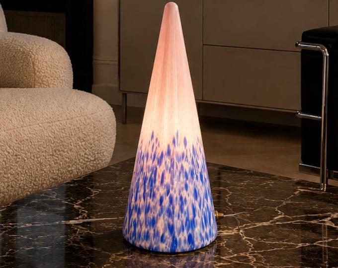 FATA Murano table lamp, hand-crafted glass with pink and blue glass