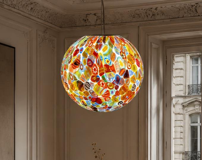 Murrine MILLEFIORI Murano ceiling lamp - D40 - handmade by Murano glass masters