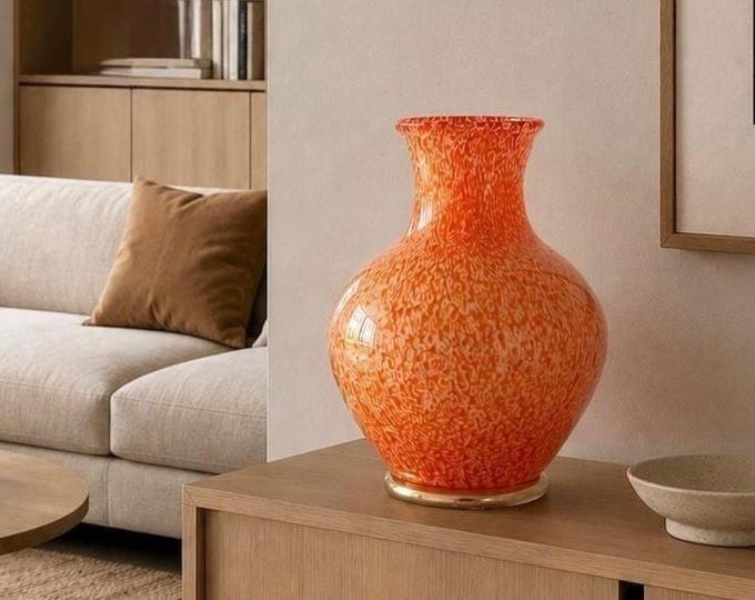 Orange drops Murano glass table lamp, vintage 90s