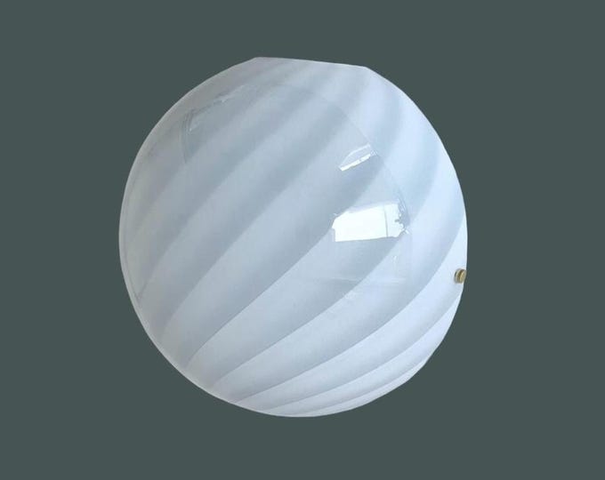 FULL MOON blue cloud Murano wall lamp with swirl rigadin glass D30 cm