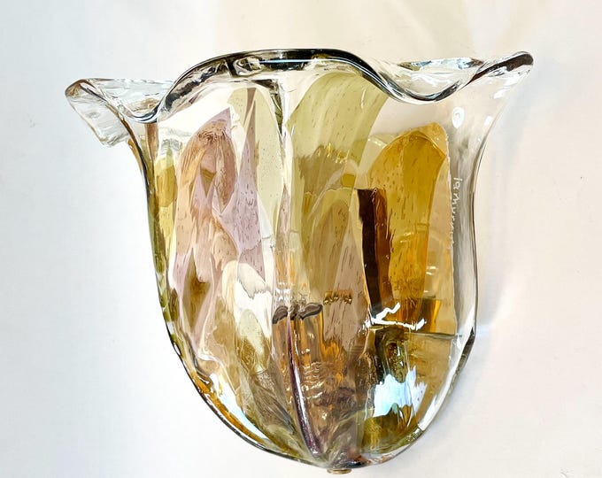 LA MURRINA Murano, "colored TULIP" wall lamp, original vintage '80 era