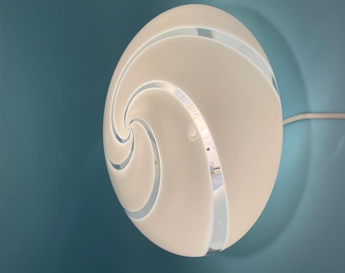 Lovely Murano wall/ceiling lamp, vintage 80s, with white swirl glass